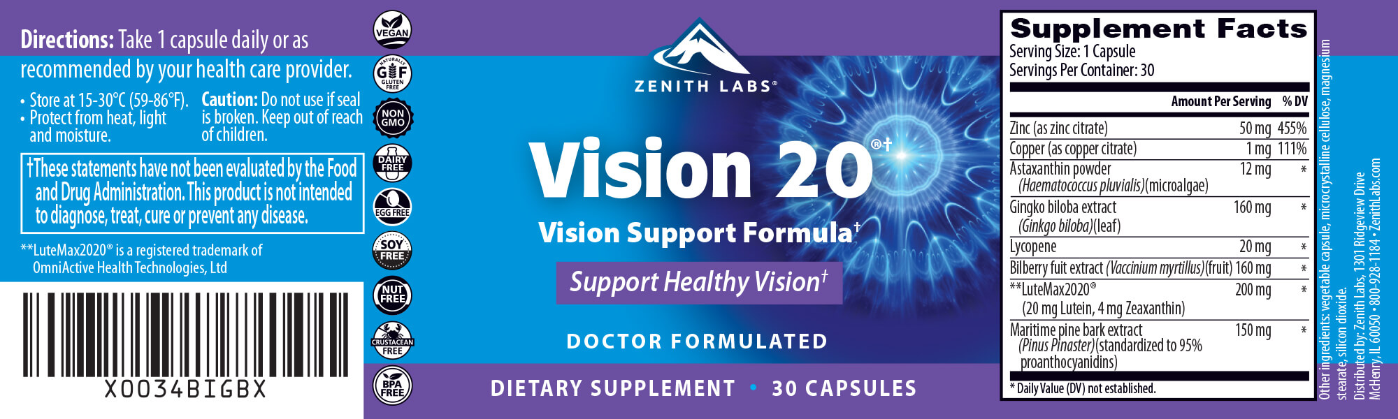 Vision 20 vision health supplement Facts